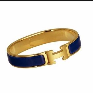 Hermes bracelet, navy and gold